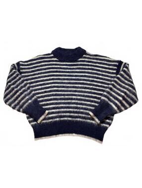 Surprise Navy and White Striped Mohair Sweater Size 4